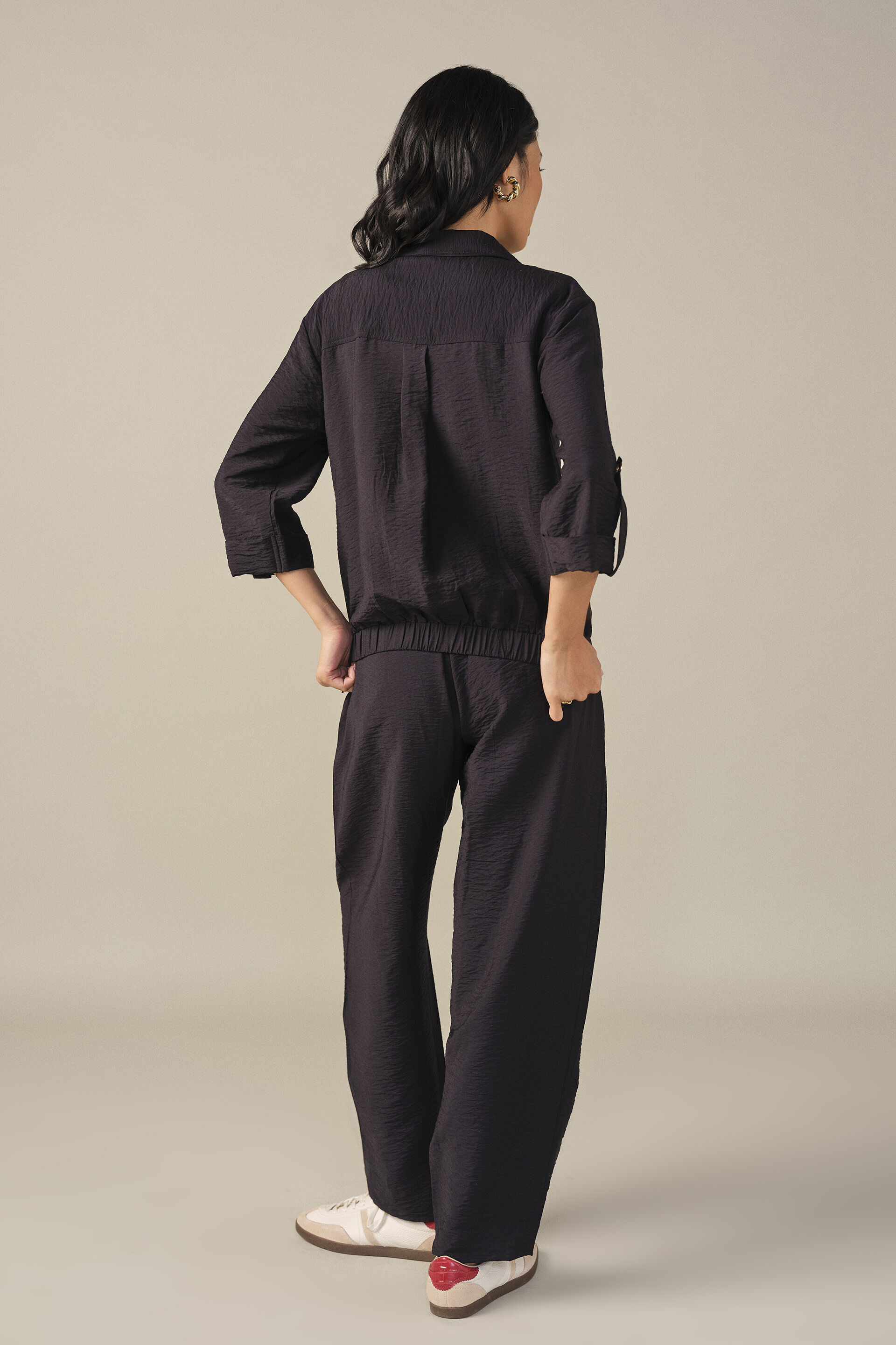 Relaxed Solid Co-ord Set in Black, Black, image 6
